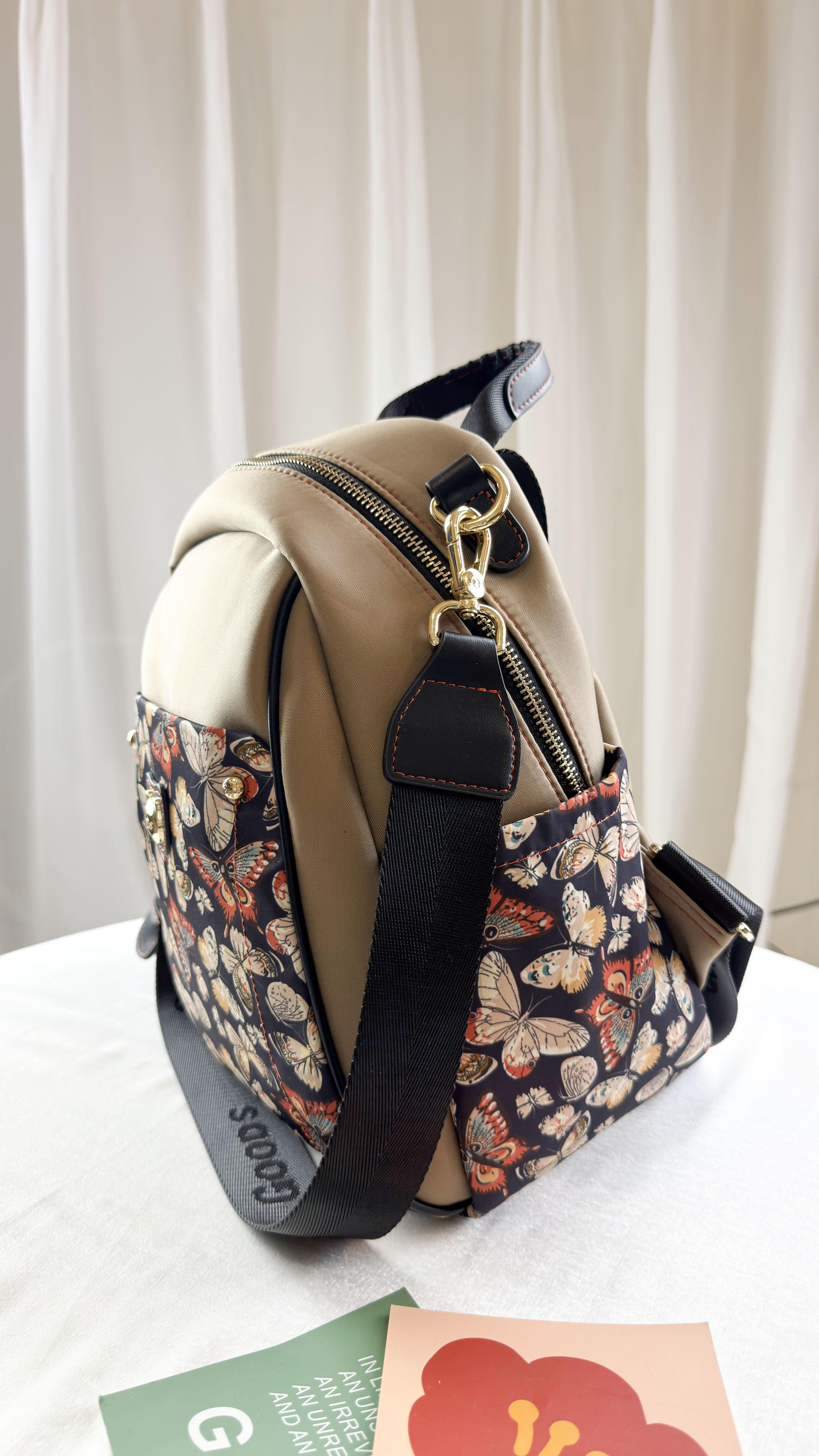 GOODS 奶茶花拼色防潑水後背包   #2892