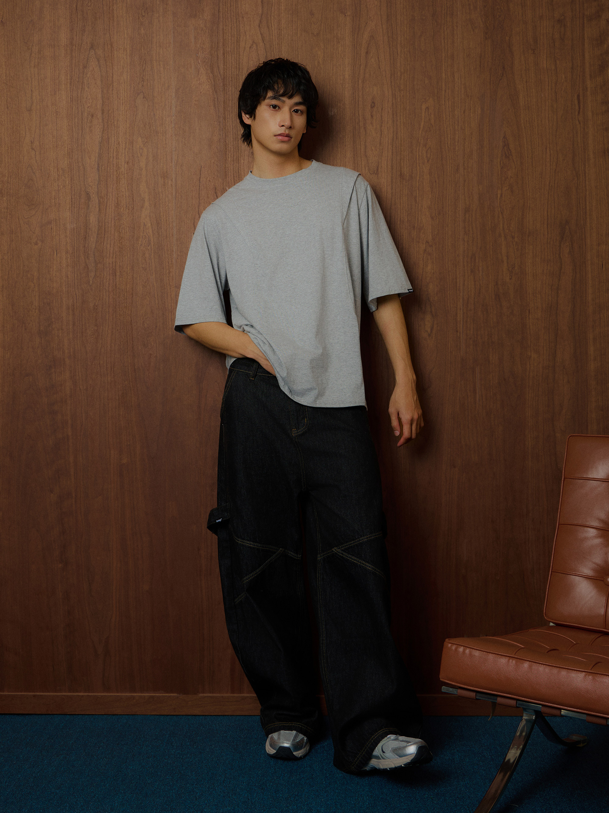 特殊縫線丹寧工作褲