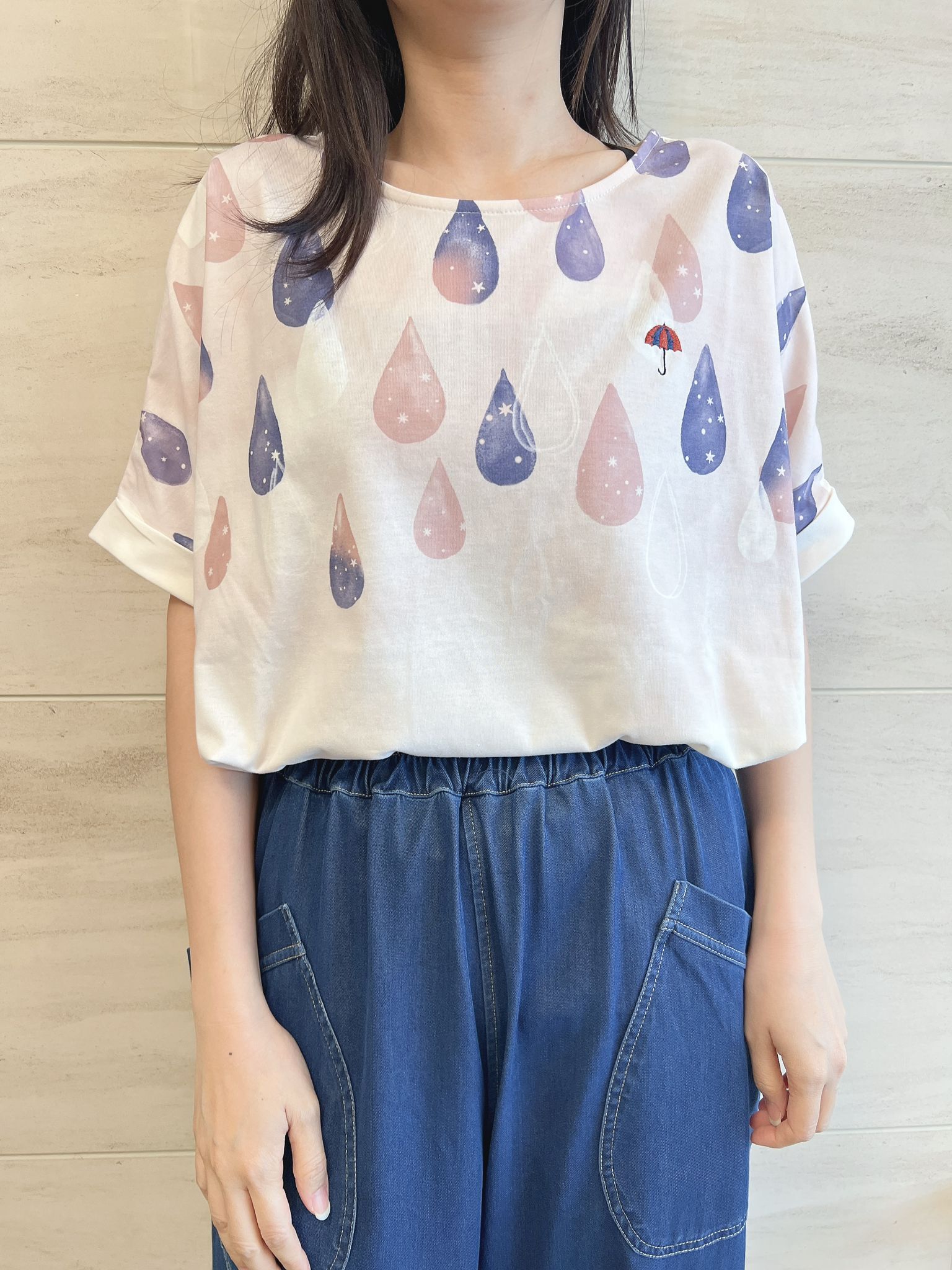 Ie 雨點刺繡遮top