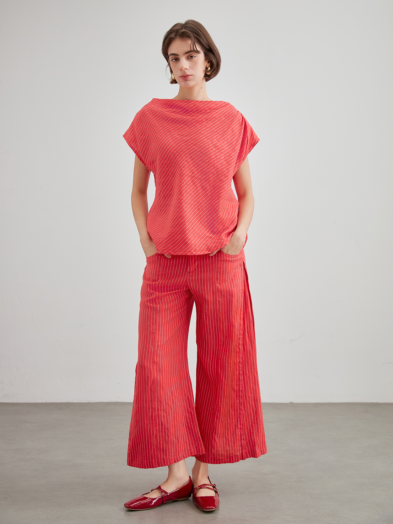 mi-tu linen striped wide-leg pants