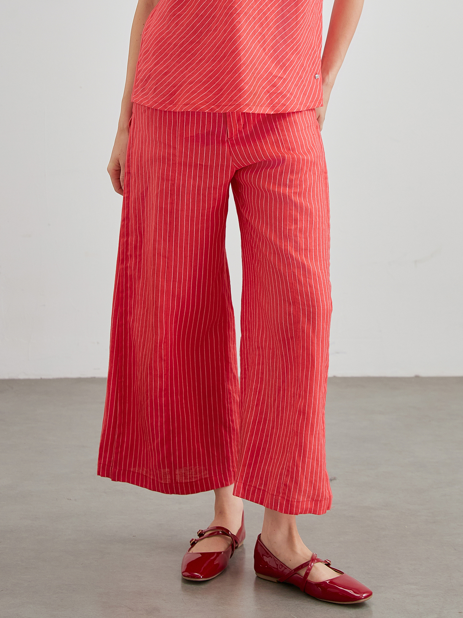 mi-tu linen striped wide-leg pants