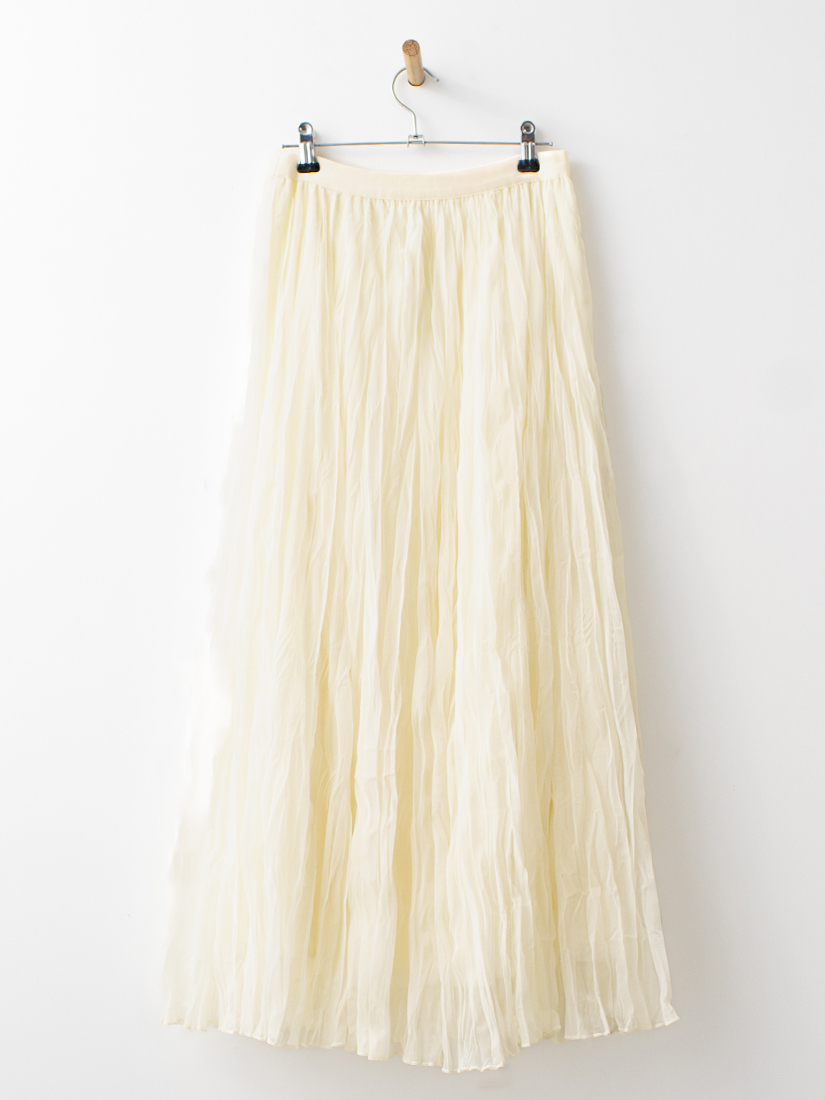 自然壓褶雙層柔紗長裙