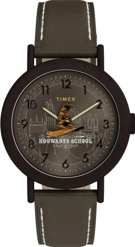 萬年鐘錶 - TIMEX 天美時  Timex Lab 哈利波特  分院帽棕色錶盤皮錶帶男錶 TW2Y77000 錶徑37MM