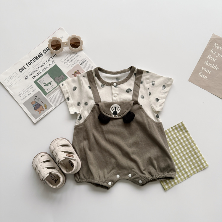 立體小熊短袖爬服