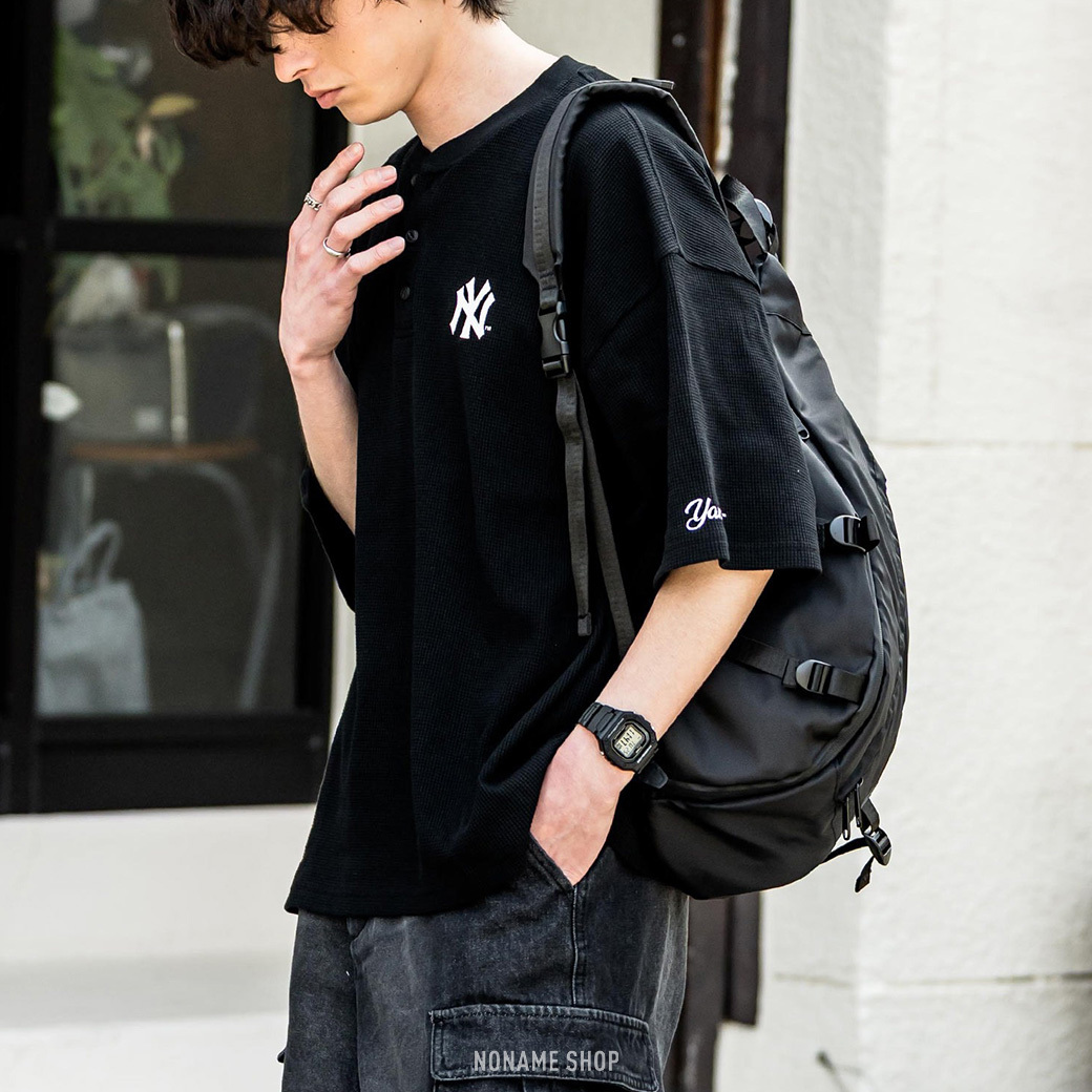 MLB 亨利領 華夫格 經典 印花 LOGO 寬鬆 短袖 三色 (男/女同款)