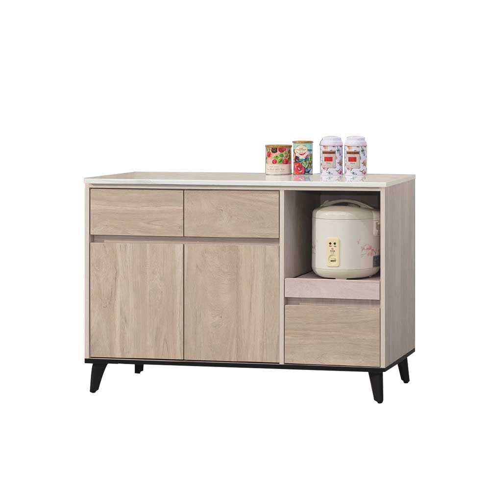 柏蒂家居-瑞那4尺二門三抽一拉盤餐櫃/電器收納櫃/碗盤櫃(下座)