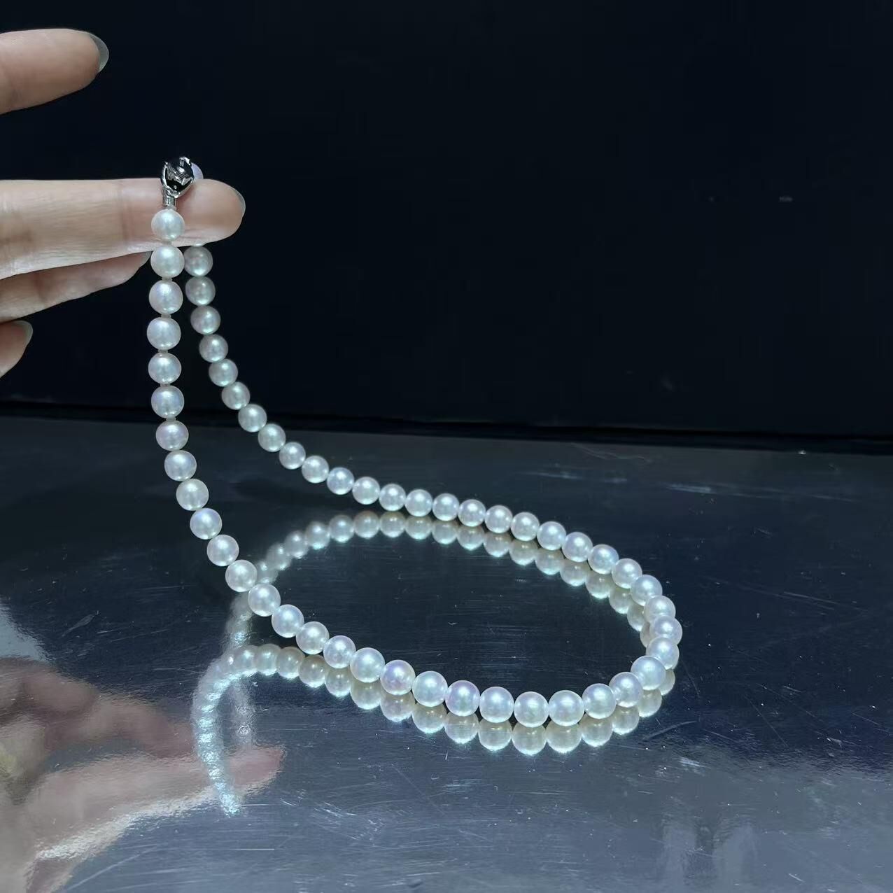 (YA72) 7-7.5MM天然海水akoya珍珠串鏈 (S925)- #珍珠 #2104PE