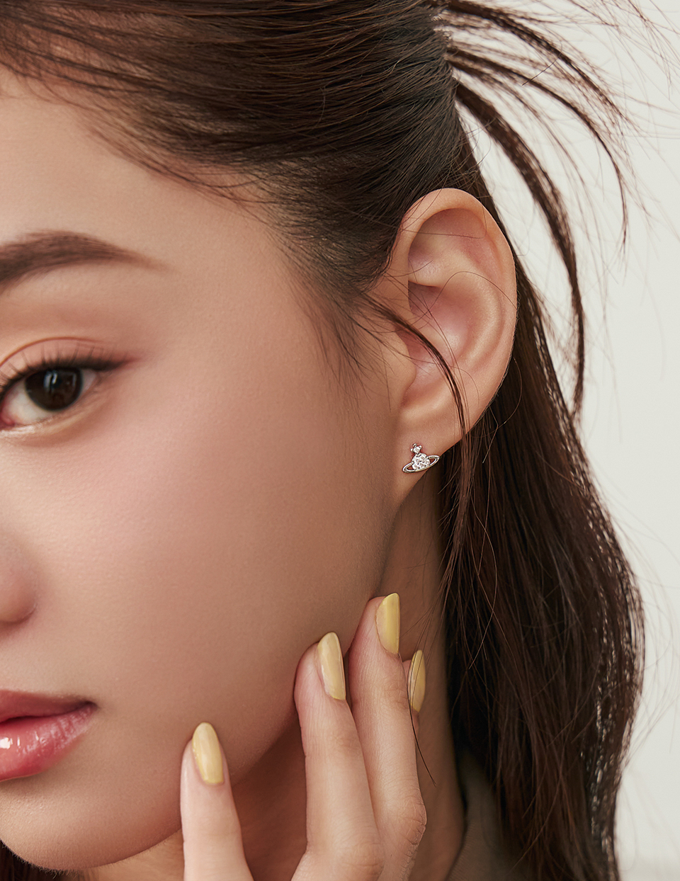 【925純銀】滿鑽星球。針式耳環