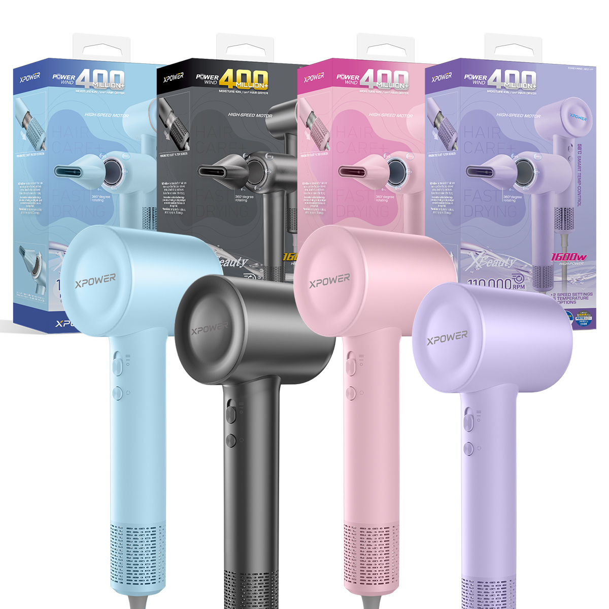 XPower POWERWIND 智能4億+水潤負離子護髮速乾風筒