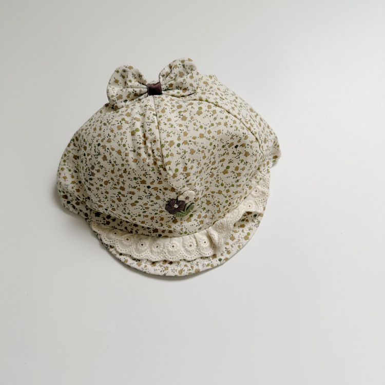 小碎花蝴蝶結帽子