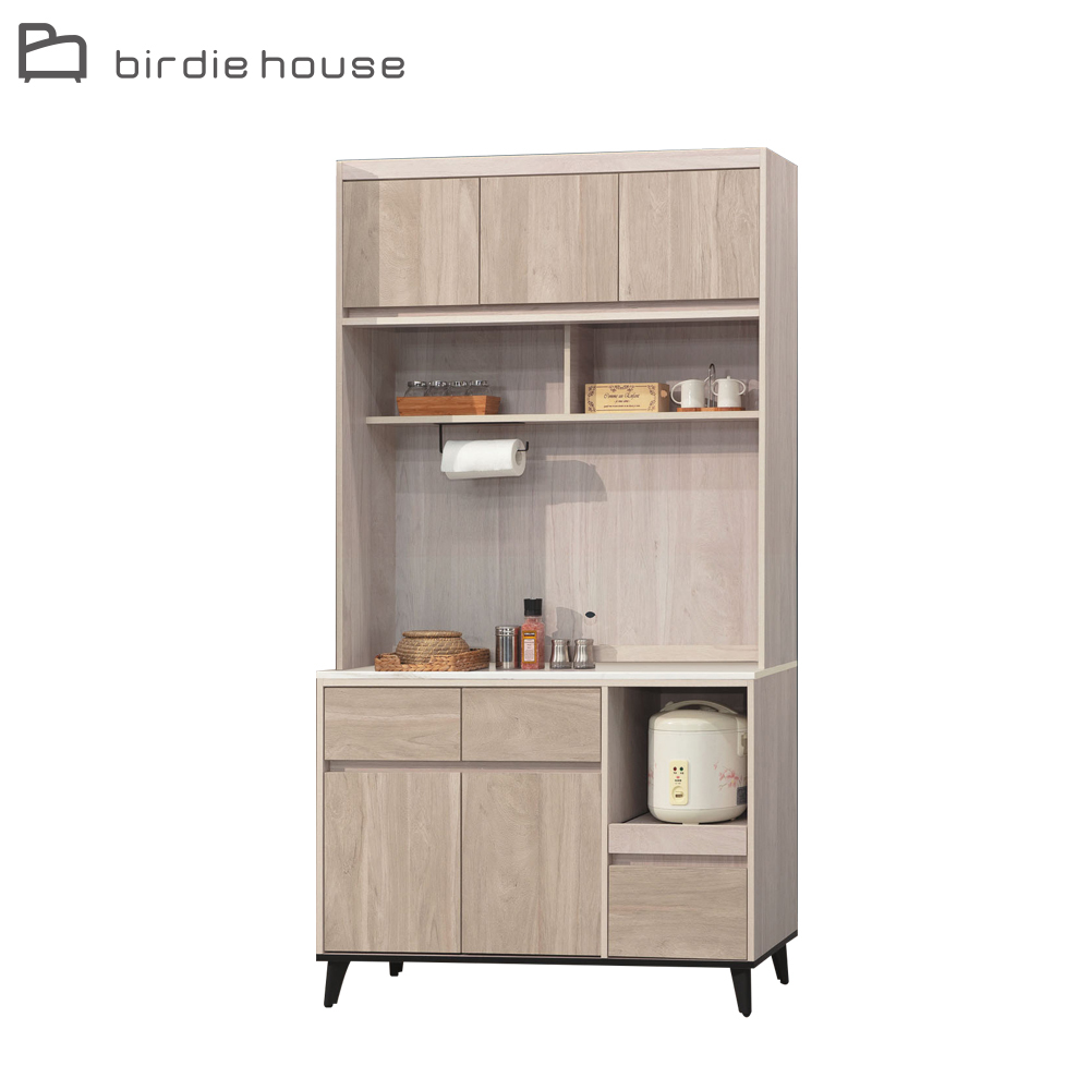 柏蒂家居-瑞那4尺五門三抽一拉盤高餐櫃/電器收納櫃/碗盤櫃(上座+下座)