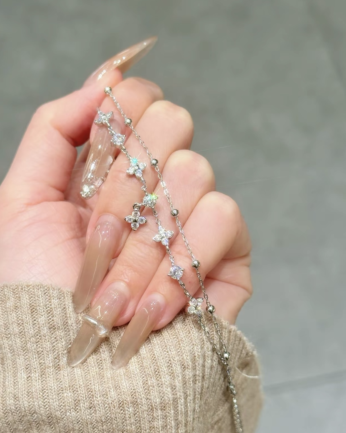 KADER 卡蒂羅 幸運雙重奏 四葉草 可調節手鍊 雙層疊戴 銀色 925銀