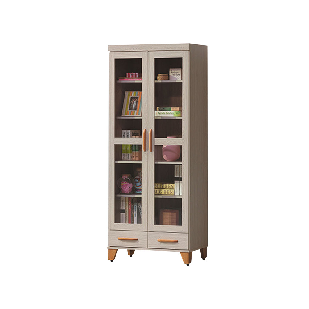 柏蒂家居-樂里2.7尺二門下二抽書櫃/收納置物櫃/展示櫃