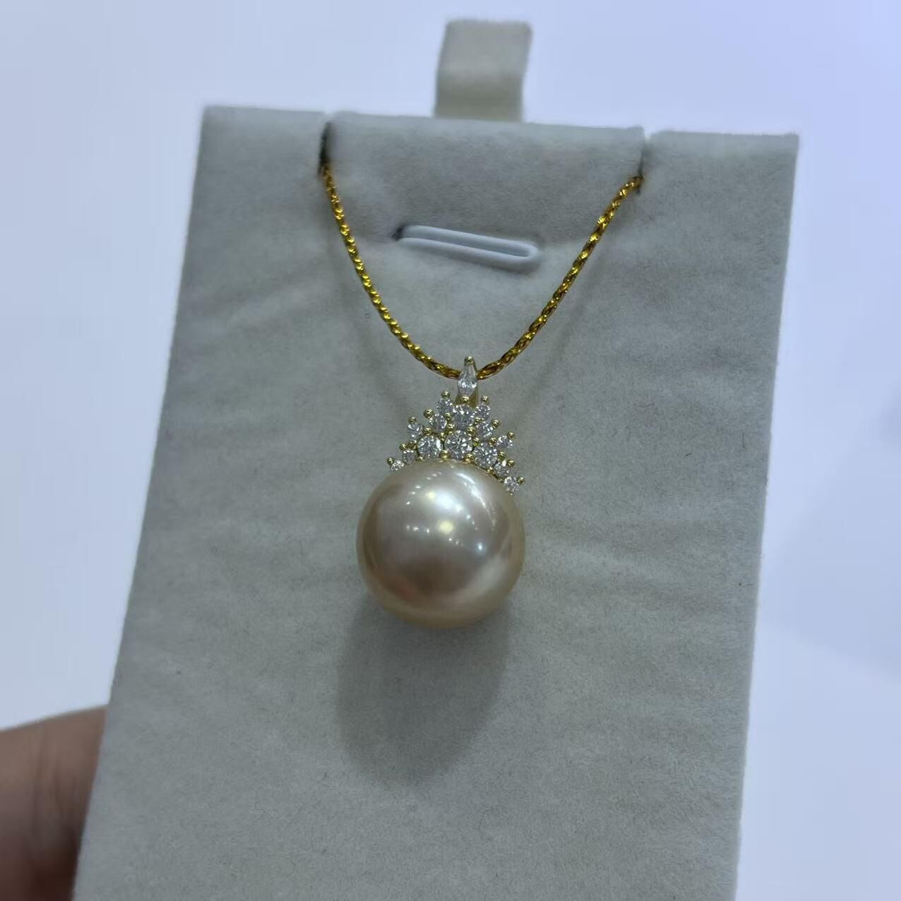 (YA91) 13-14MM天然海水金珠吊墜 (送S925銀鏈)- #珍珠 #2104PE