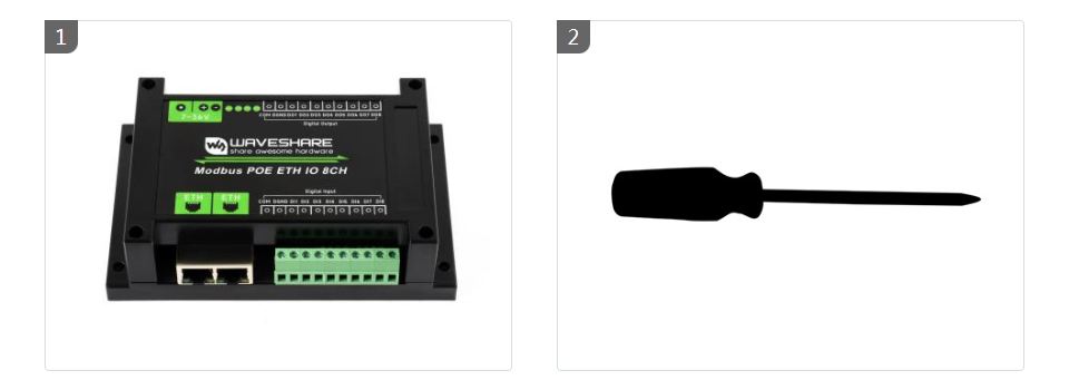 工業級 Modbus RTU/TCP 8路 乙太網路 輸入輸出模組,出貨清單