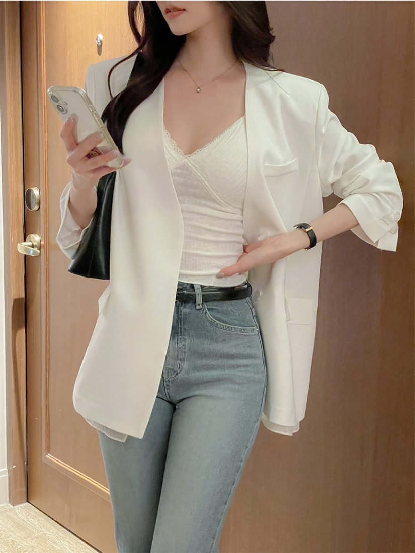 Oaklyn 層次感無領西裝外套   [ 2色 / Free ]