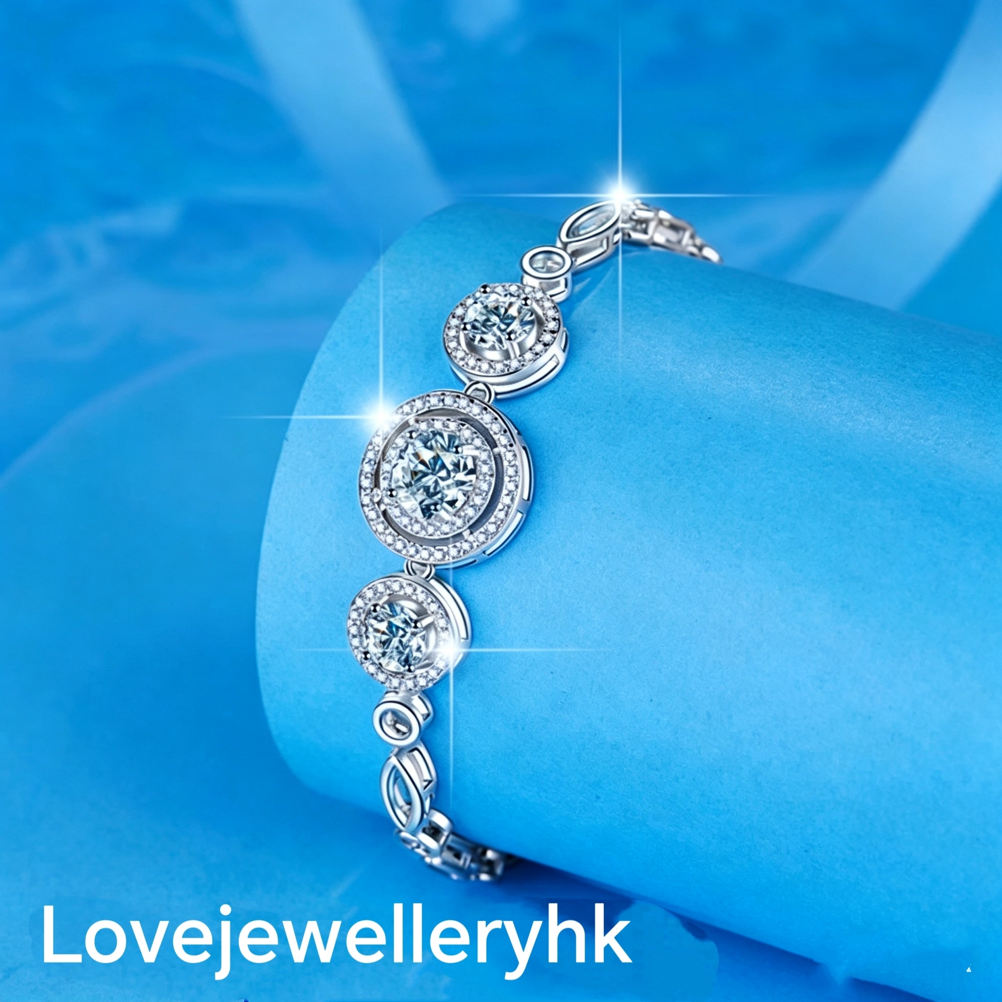 莫桑鑽三圓包手鍊    B2C026