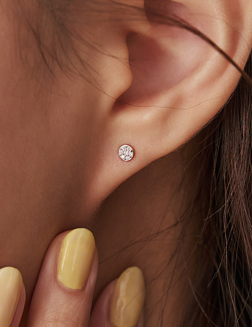 【925純銀】微光鑽影。針式耳環(銀)