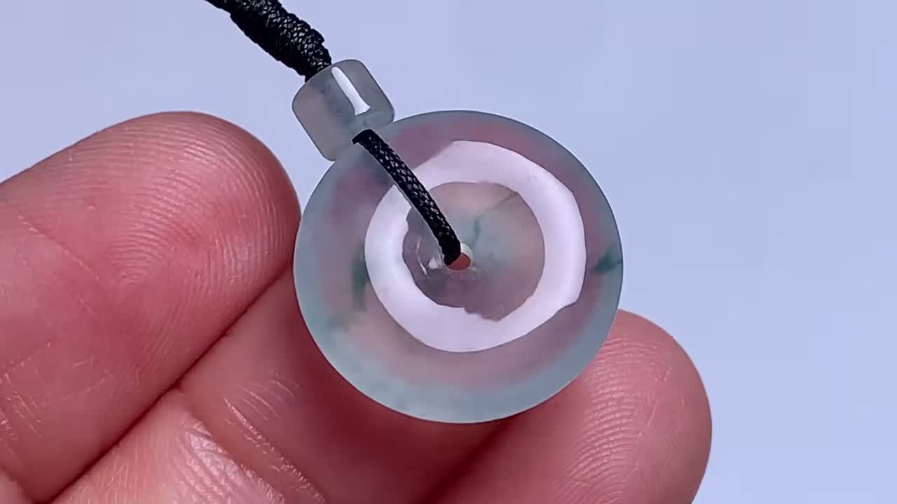 329414 翡翠冰種飄彩平安扣 (17.3mm直徑)