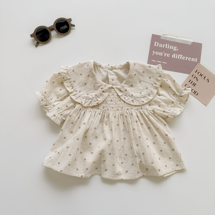 荷葉領縮腰愛心洋裝