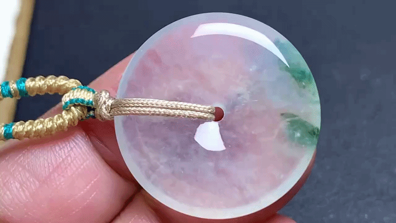 329416 翡翠高冰飄彩平安扣 (24.3mm直徑)