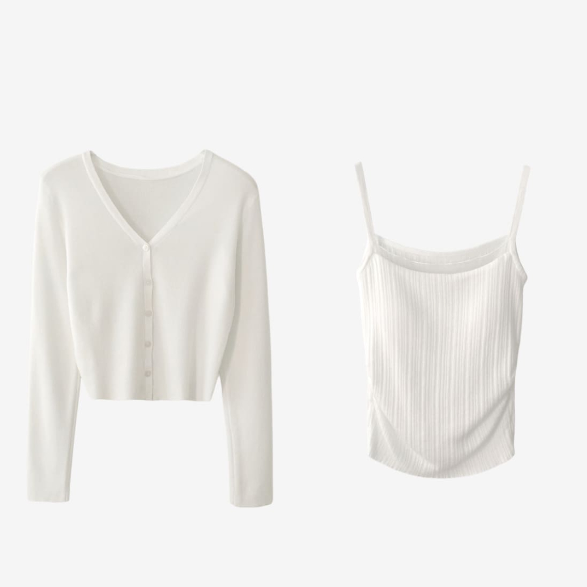 韓國Cherrykoko授權 浪漫薄紗壓紋附胸墊背心+罩衫SET