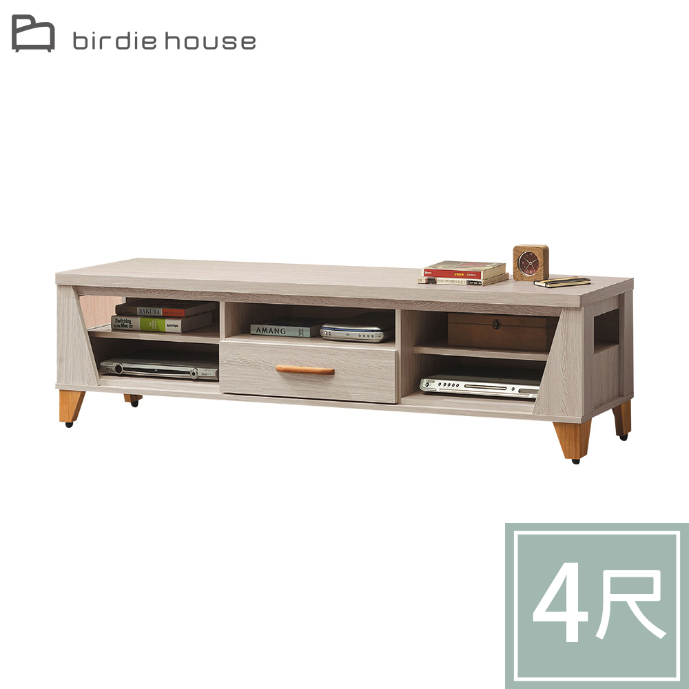 柏蒂家居-樂里4尺一抽開放式電視長櫃/視聽櫃/收納置物矮櫃
