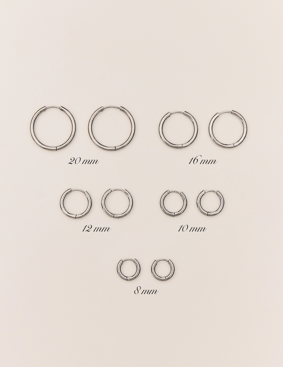 【鈦鋼】極簡光面圓圈。針式耳環-12mm(銀)