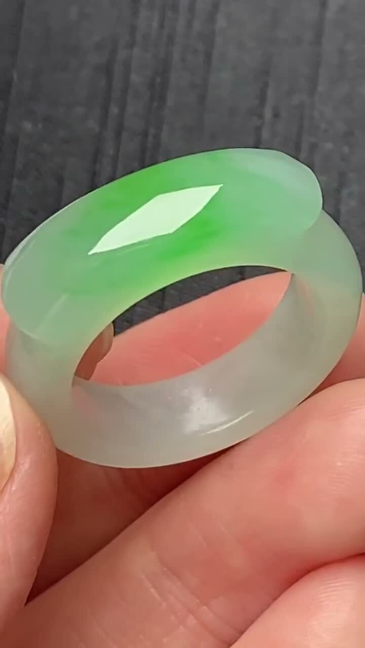 翡翠高冰陽綠戒指 (圈口 16號),天然翡翠A玉, 緬甸玉, Jade, Jadeite