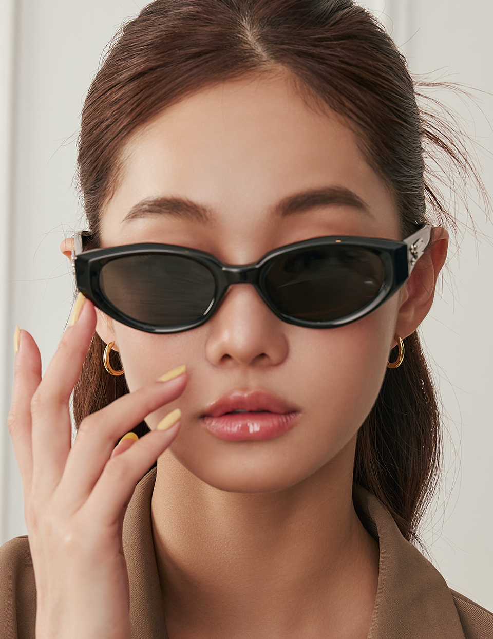 【鈦鋼】極簡光面圓圈。針式耳環-12mm(金)