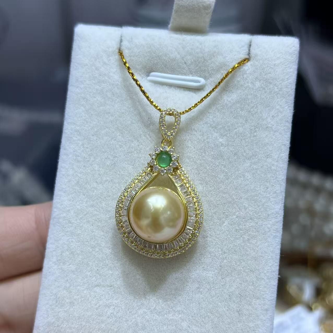 (YA127) 11-12MM天然海水南洋金珠吊墜 (送S925銀鏈)- #珍珠 #2104PE