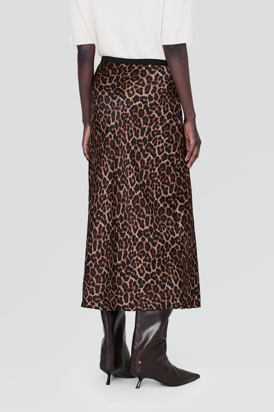 Anine Bing｜PRINTED BAR 豹紋絲綢半身裙