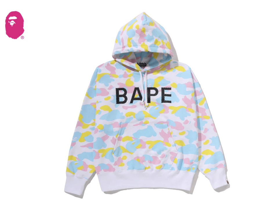 【BAPE女生】0418 發售 寬版水鑽 NEW MULTI CAMO LOGO OVERSIZED PULLOVER HOODIE