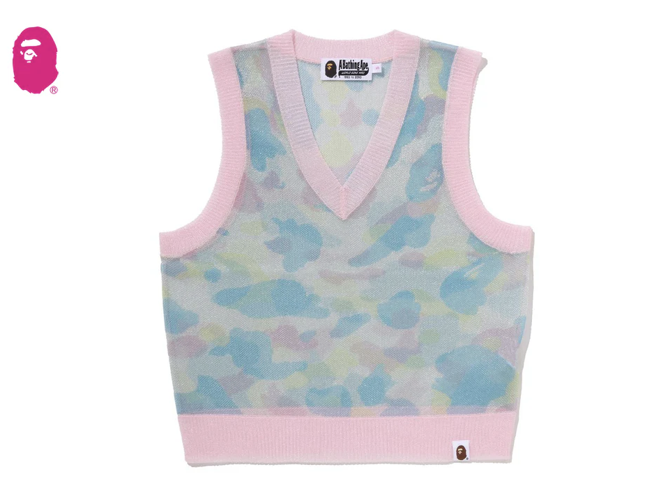 【BAPE女生】0418 發售 短版NEW MULTI CAMO METALLIC CROPPED KNIT VEST