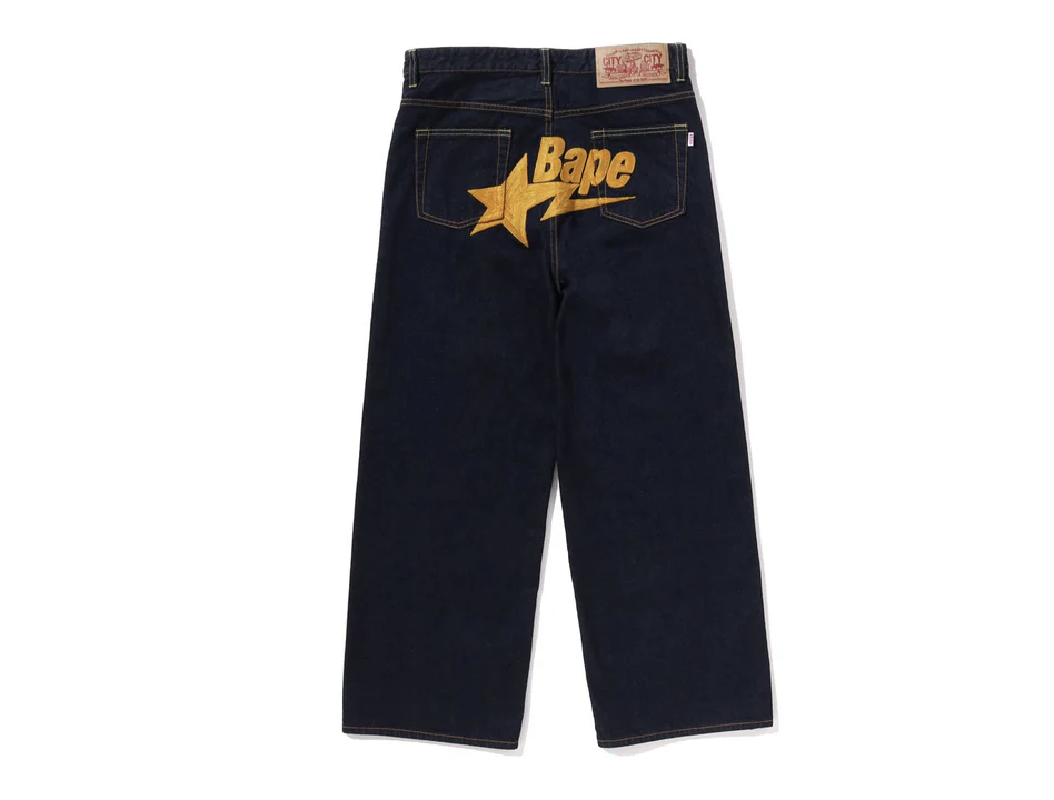 【BAPE女生】0418 發售 BAPE STA EMBROIDERY BAGGY DENIM PANTS