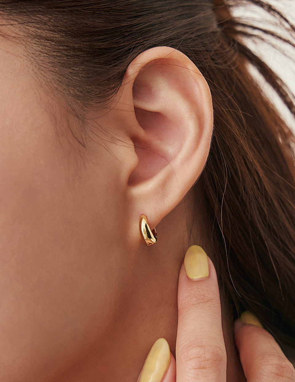 立體厚感。針式耳環-S(金)