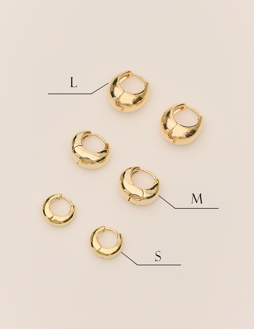 立體厚感。針式耳環-S(金)