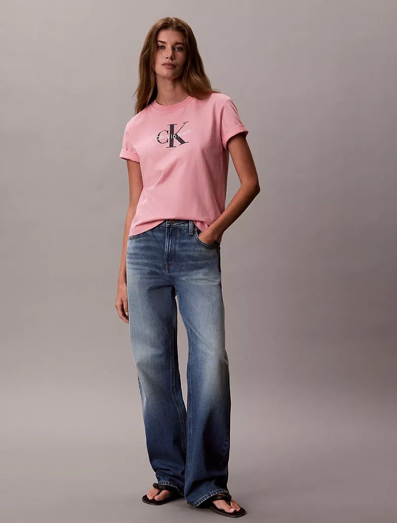[USW] CALVIN KLEIN PINK MONOLOGO TEE, UZZ158 (UZZ158)