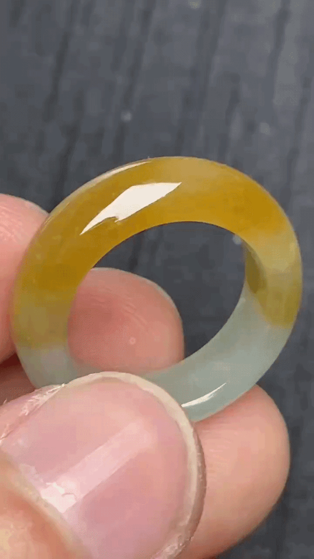 329421 翡翠冰黃戒指 (圈口 14號)