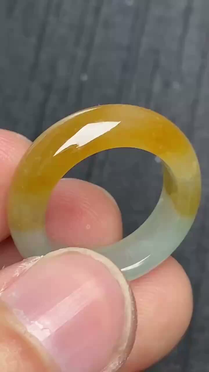 翡翠冰黃戒指 (圈口 14號),天然翡翠A玉, 緬甸玉, Jade, Jadeite