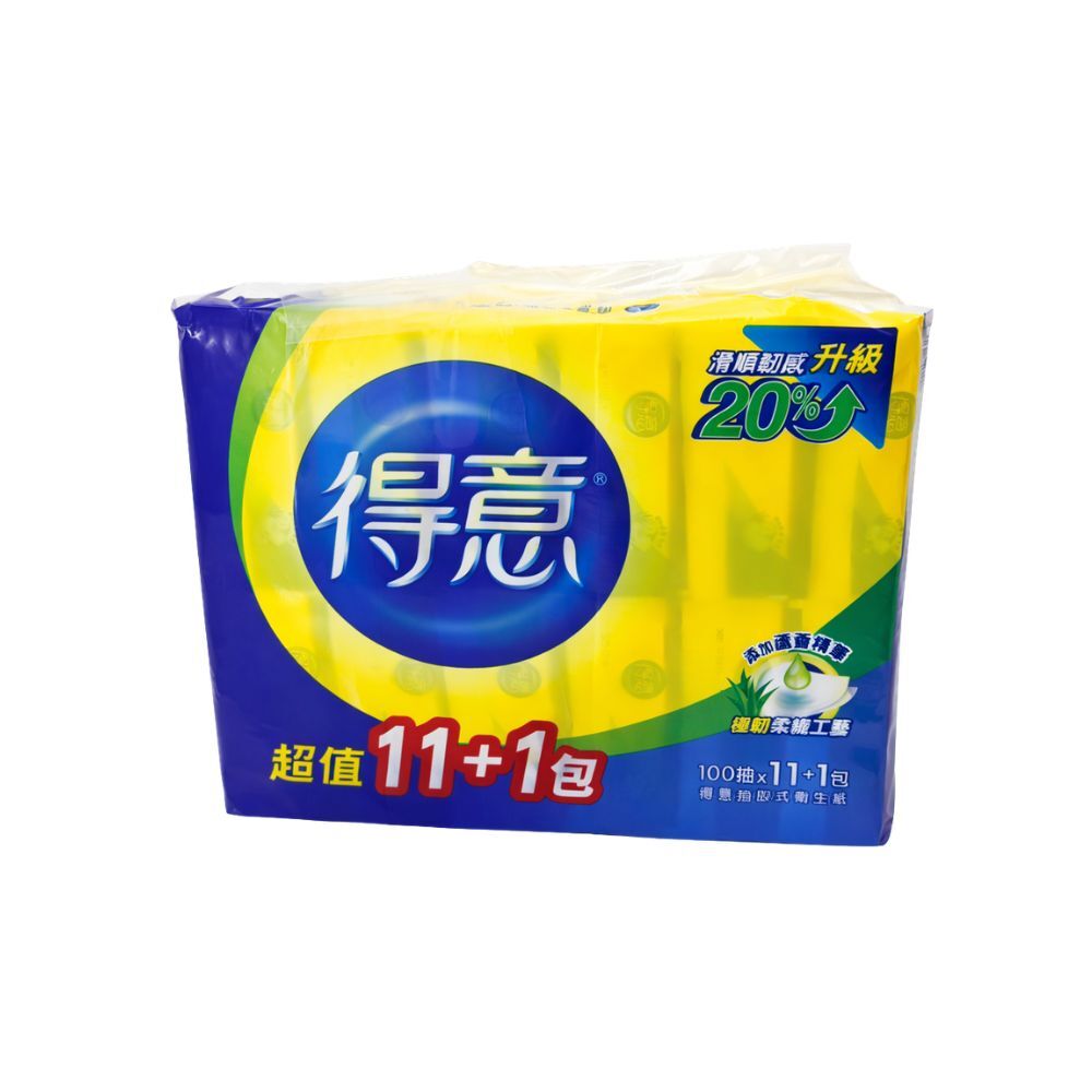 得意抽取式衛生紙100抽x12包｜超值11+1家用紙巾 柔軟升級 家庭必備【輕鬆購五金百貨】