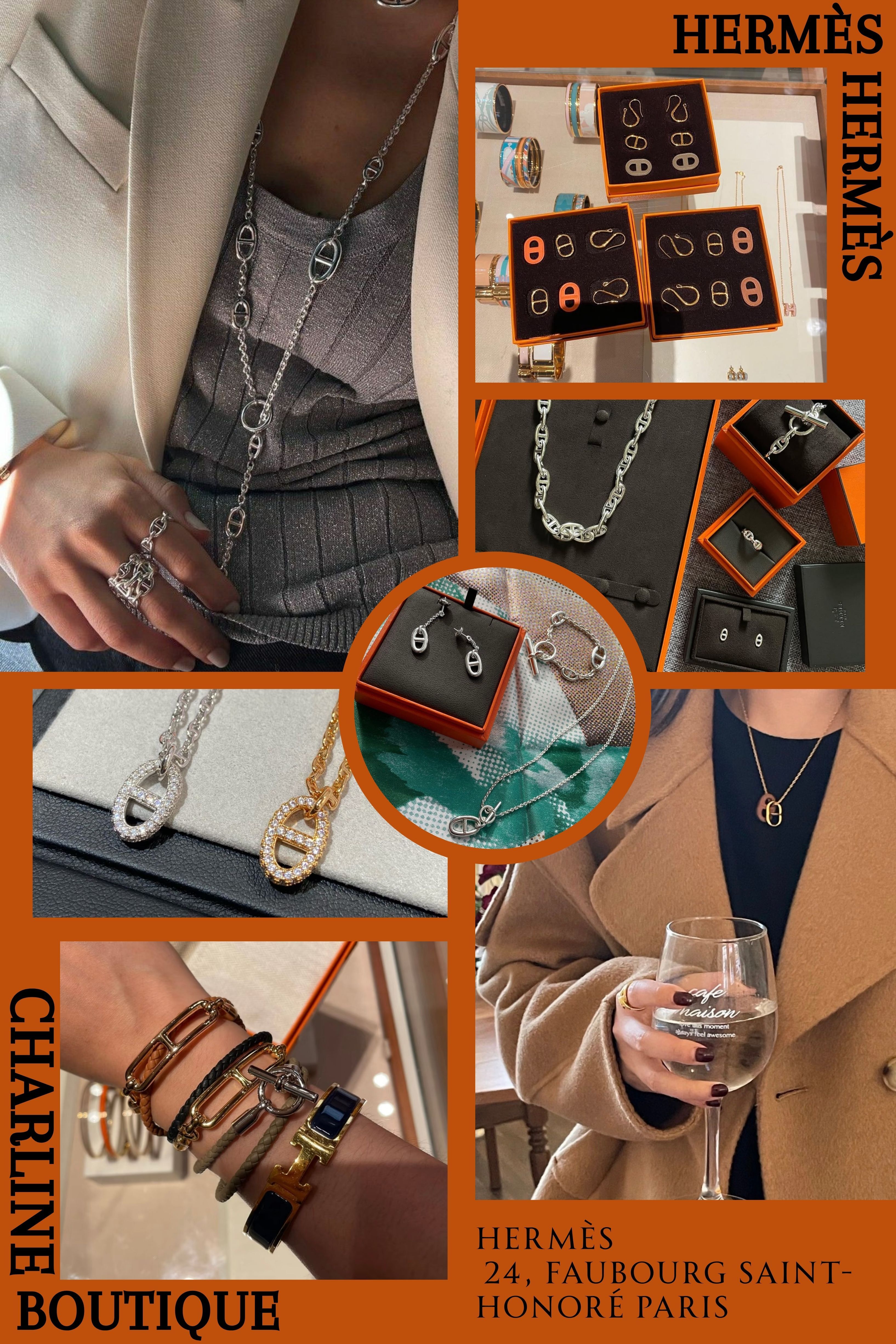 📌 入手之前先看這個——新手最常問的 10 個問題    Q1：Hermès 豬鼻子系列是什麼？為什麼這麼紅？  A：豬鼻子的正式名稱是 Chaîne d'Ancre，最早可以追溯到 1938 年。那個雙環扣的輪廓真的太像小豬鼻，所以後來大家就這樣叫了。這個元素不只出現在飾品上，Roulis 包款也用了同樣的設計語言。  它之所以一直這麼受歡迎，說穿了理由很實際：比起 Birkin 或 Kelly，入手門檻低很多；辨識度夠，但不會高調到讓人有壓力；而且幾乎不挑風格，什麼穿搭配上去都能用。很多人選豬鼻子系列，不是因為它最誇張，而是因為它落在那個「識貨的人看了會點頭，自己戴起來又很舒服」的甜蜜點。    Q2：第一次買 Hermès 飾品，最推薦哪一款入門？  A：建議從「好搭、辨識度高、預算相對容易接受」這幾個方向去想，買完才不會放著沉灰塵。  兩條路線可以參考：一是 Logo 直球派，Mini Pop H 項鍊或耳環，色彩豐富又直覺，很多人第一件就這樣選；二是設計感經典派，Chaine d'ancre 純銀戒指、Farandole Bracelet、Farandole Pendant 這類，沒有太強烈的 Logo 感，但非常耐看，也不太挑穿搭。如果想多一點顏色和造型變化，Clic H 手環也值得考慮。    Q3：男生適合戴豬鼻子系列嗎？  A：非常適合，而且這幾年真的越來越多男生在戴。豬鼻子系列本身線條就偏硬朗，金屬感明顯，戴起來不是精緻路線，是那種很乾淨、有態度的帥勁。Chaine d'ancre 手鍊或項鍊單戴就很完整；平常有戴錶的，再搭上去也很自然，不會過度刻意。    Q4：Hermès 豬鼻子系列有沒有分男女款？  A：基本上沒有很明確的性別區分，設計本身偏中性。真正差在哪，通常是尺寸、粗細和材質。粗版有力量感，適合喜歡個性風的人；細版更精緻柔和。銀色偏率性，玫瑰金或金色多一點細膩感。現在大部分人都是看自己喜歡哪個款式、戴上去順不順眼，而不是先從性別分類。    Q5：除了豬鼻子，還有哪些系列值得入門？  A：Pop H / Mini Pop H 適合喜歡明顯 Logo 感的人；Clic H 琺瑯手環顏色多，疊戴很好用；Kelly 皮革手帶適合想體驗愛馬仕頂級皮革、又想從輕鬆預算切入的人；Farandole、New Farandole 銀飾則適合偏好低調質感的人。  簡單選擇邏輯：想一眼讓人認出是愛馬仕 → Pop H；想要低調耐看 → 豬鼻子或銀飾；喜歡用配件當造型亮點 → Clic H。    Q6：Hermès 飾品可以碰水嗎？  A：不建議。洗澡、泡溫泉、游泳最好先拿下來，香水、清潔劑和長時間流汗也會影響表面狀態。Clic H 琺瑯手環、鍍金或玫瑰金款，還有含皮革的款式特別需要注意。最簡單的習慣就是：碰水前拿下來，戴完用乾布擦一下，收在乾燥的地方，狀態通常都能維持得不錯。    Q7：Hermès 飾品會過敏嗎？  A：有可能，主要看材質和個人體質。純銀或 18K 金相對穩定，大多數人戴沒問題；Pop H 這類流行飾品是合金底材電鍍，對鎳或銅比較敏感的人，流汗的時候可能會有泛紅或微癢的情況。夏天這類狀況更明顯一些。如果本身是敏感肌，建議優先考慮純銀或 K 金，第一次入手可以先短時間試戴看看。    Q8：Hermès 飾品大概要準備多少預算？  A：以台灣市場大概這樣估：  1～2 萬：Pop H 系列、小耳環等入門款  2～4 萬：純銀系列（Chaine d'ancre、Farandole）、皮革手環  5 萬以上：18K 金、玫瑰金或帶鑽的珠寶級款式  當然實際價格還是會因顏色、材質、尺寸不同有差，品牌也會調價，僅供參考方向用。    Q9：Hermès 飾品需要配貨嗎？  A：飾品本身不需要配貨，有現貨就能直接結帳。但如果你的目標是 Birkin 或 Kelly，飾品就是很多人拿來累積消費紀錄的品項——單價可控，又是真的戴得到的東西，比買衣服或餐盤務實多了。    Q10：這是我人生第一件精品飾品，怎麼選才不後悔？  A：原則很簡單：選你每天早上出門前，自然而然就會想拿起來戴的那款。不要為了追流行選太誇張的設計，也不用急著挑最有設計感的款式。Cartier、Tiffany、Hermès 這些品牌的經典款之所以十年後看還是好看，正是因為它們不依附任何潮流。第一件精品飾品，那種「每天戴著都覺得自己今天有點精緻」的感覺，才是最值錢的。