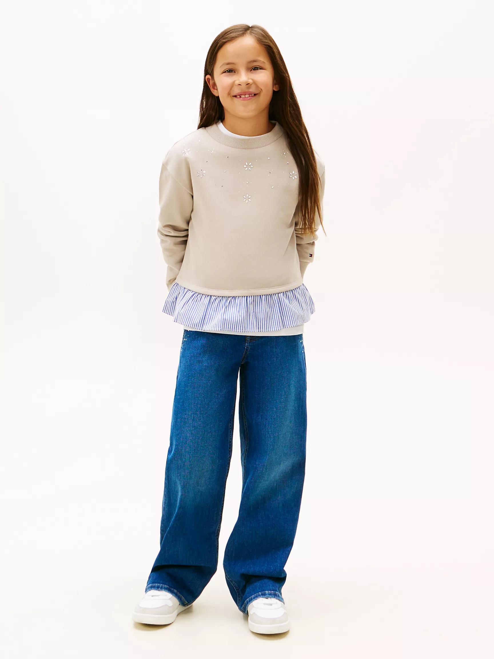 【預購】TOMMY HILFIGER H041707 兒童水晶裝飾假兩件衛衣