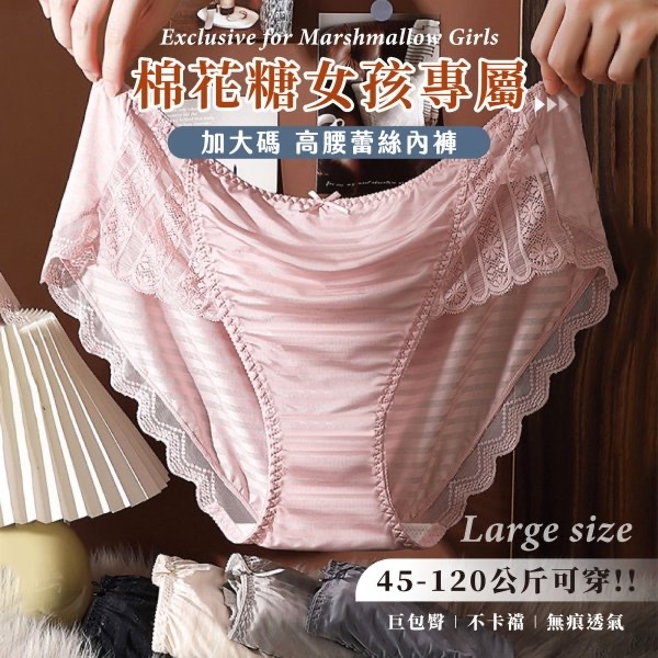 加大碼高腰蕾絲內褲5件組
