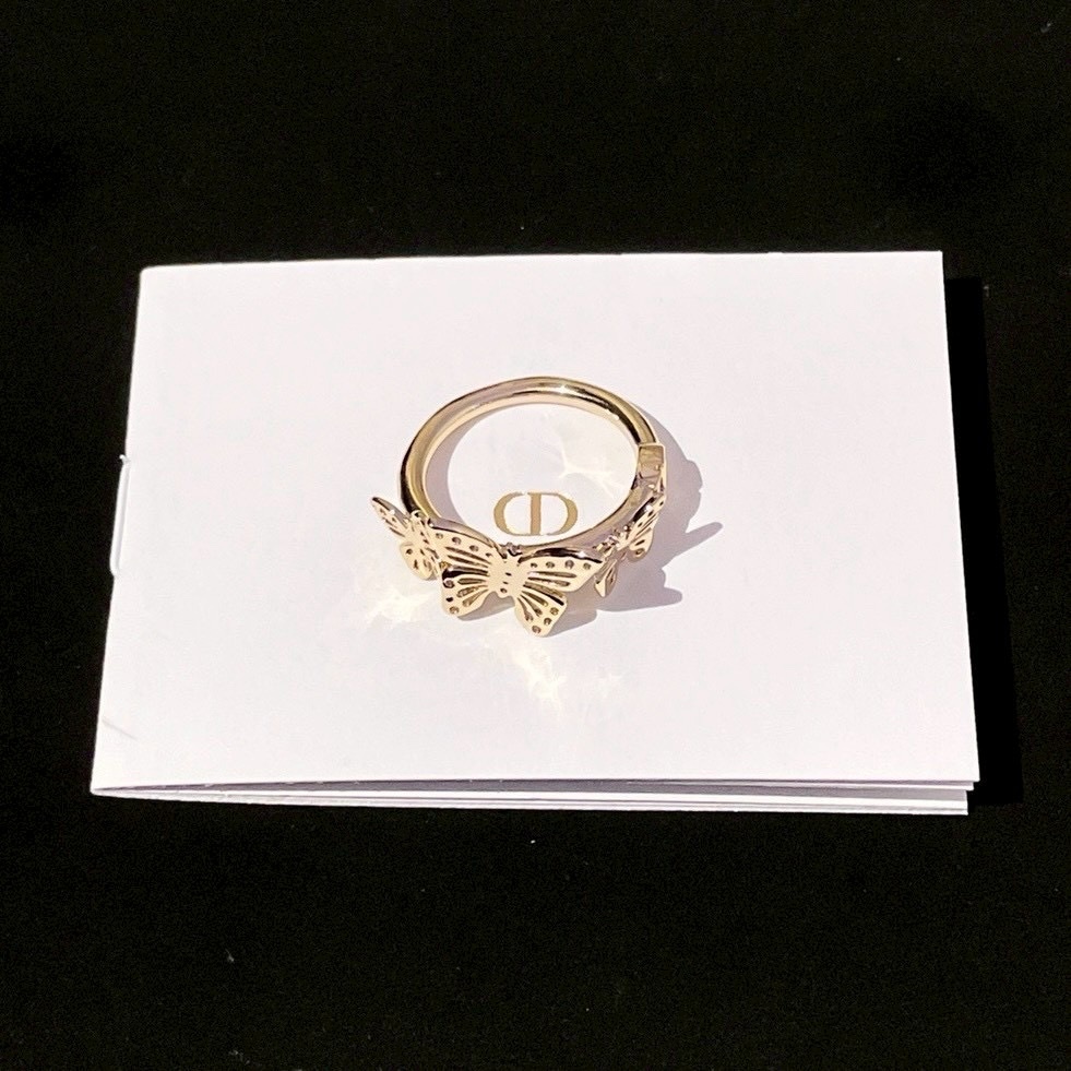 18k Dr”24cruise鏤空淡金立體蝴蝶CD高奢定製戒