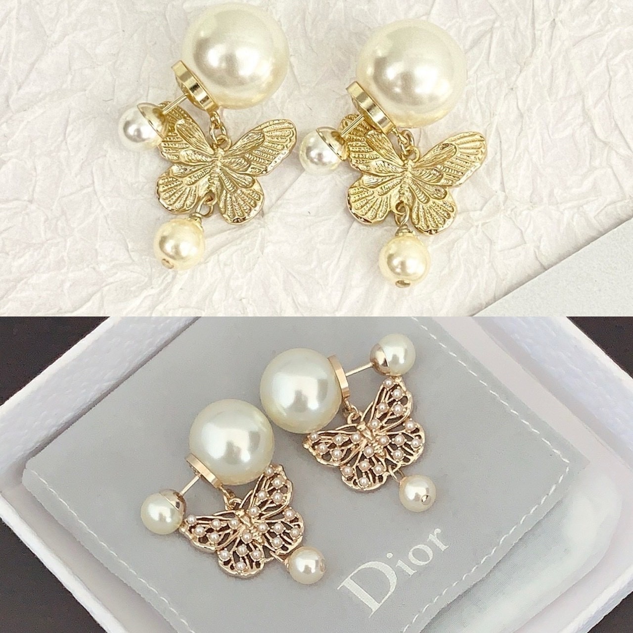 18k Dr”24淡金蝴蝶耳墜/夢幻珍珠系列/高奢定製