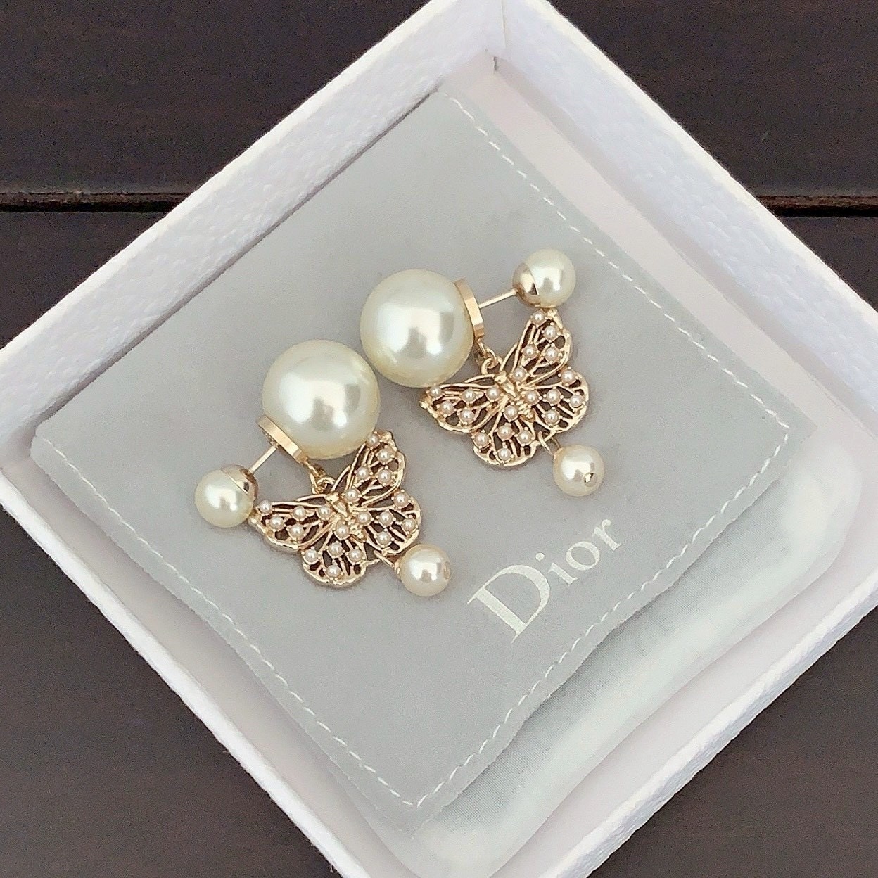 18k Dr”24淡金蝴蝶耳墜/夢幻珍珠系列/高奢定製