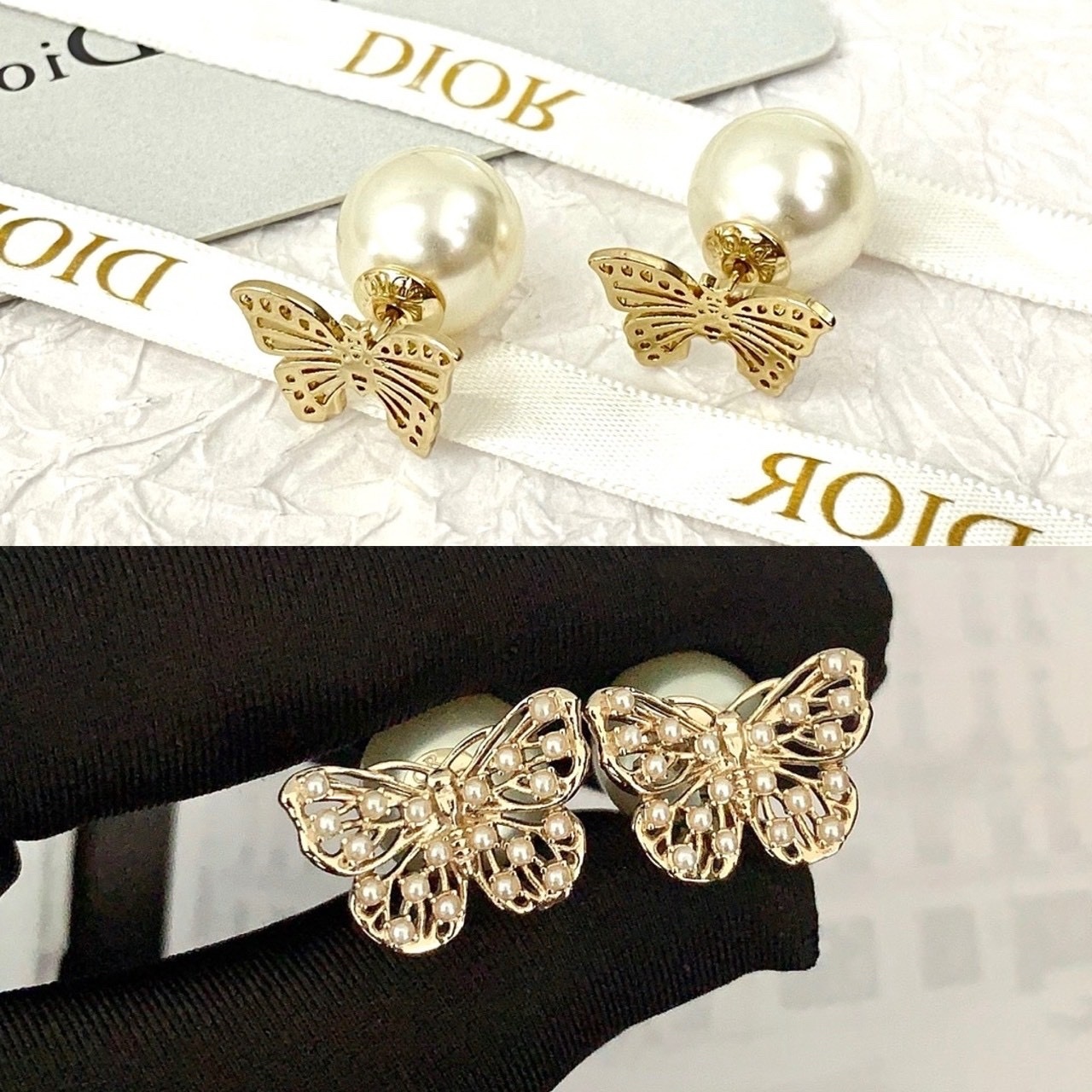 18k”Dr24淡金蝴蝶夢幻珍珠系耳釘系列/高奢定製