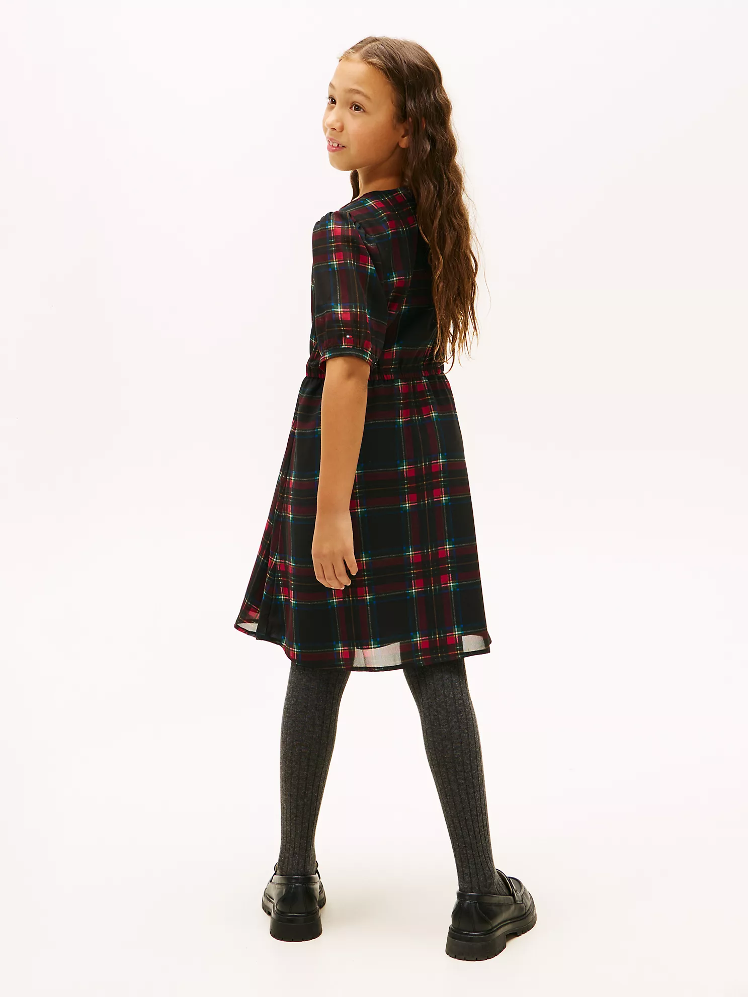 【預購】TOMMY HILFIGER H041715 兒童格子喬其紗連身裙