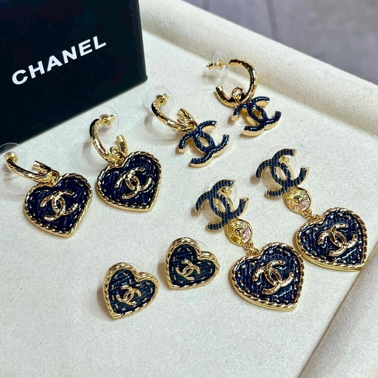 18k”香奶奶24p牛仔金愛心雙c耳環全系列/高奢定製